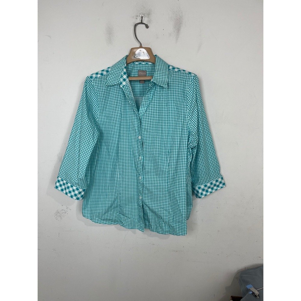 Chicos Wrinkle Resistant Gingham Button Down Shir… - image 2